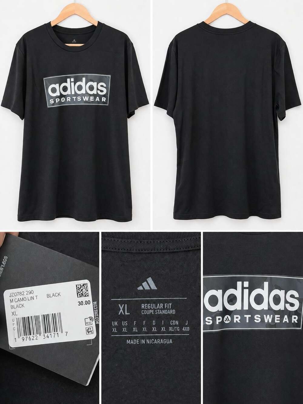 adidas Men's Sportswear Camo Linear Logo Graphic T-Shirt Black